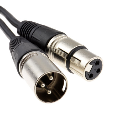 XLR 3 pin Microphone Lead Male to Female Audio Cable Black 0.25m 25cm